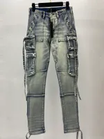 Autumn e Winter Trend Street Style Cargo Jeans Fashion Multi Pocket Stitching Design Men Jeans Jeans de alta qualidade Wash Craft Luxury Designer Jeans
