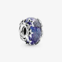 100% 925 Sterling Silber Blue Galaxy Murano Glass Charms Fit Original Europäische Charme Armband Mode Frauen Hochzeit Engagement Jew303b