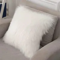 almohadas esponjosas cubiertas de peluche de peluche de peluche de pelaje blanco cubierta almohadas decorativas sofá de almohada súper suave 45x45cm239j