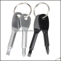 Destornilladores Herramientas manuales Home Garden Keychain de bolsillo para exteriores Mini destornillador Anillo de llave con herramienta de colgantes ranurados