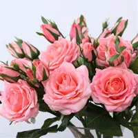 Fleurs décoratives couronnes artificielles Silk rose longue branche bouquet pour le mariage décoration de maison fausses plantes bricolage de couronne de printemps