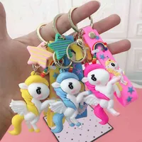 Keychains Creative Rainbow Unicorn Cartoon Key Cute Doll Schoolbag hanger auto klein cadeau