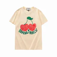Beverly S Hills Cherry Designer T-shirt Mens Mode Kleding Korte Mouw Dames Punk Print Letter Borduurwerk Kat Zomer Skateboard Tops