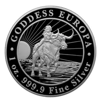 5個の非磁性1オンスゴッドデスヨーロッパアートクラフト2022シルバーメッキデコレーションメタルコイン