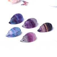 Objetos decorativos Figuras Natural colorido Hedgehog Reiki Stone Crafts Mini Animal Healing Crystal Quartz para decoración del hogar DIY