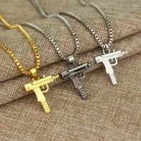 Colliers pendants Cool Gothic Hip Hop Uzi Kolye Gun Shape Collier Gol