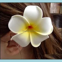 Hair Clips Barrettes Jewelry Clip -50Pc Lot Nuolux Womens Girls Hawaiian Plumeria Foam Flower Hairpin Diy Headwear Pe Frangipani White Yel