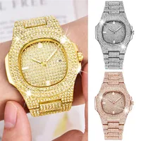 Brand ICED OUT Watch Quartz Gold HIP HOP Wrist Watches With Micropave CZ Stainless Steel Wristband Clock Hours2064