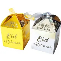 Festival de Ramadán Creativo Hollow Favores Favores Cajas Candy With Ribbon Eid Mubarak Ramadan Decoraciones Islam Suministros de fiesta musulmana J220714