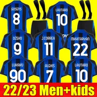 Nieuwe Lukaku voetbaltrui 22 23 Barella Vidal Lautaro Eriksen Alexis Interses Dzeko Correa Away Third Milans Uniforms Tops voetbalshirt 2022 2023 Men Kids Kit