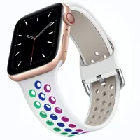 Convient pour les bandes de montre en silicone Apple Watch Breathable Perfoated Dual Color 38/40/41mm Back 42/44/45 mm Boucle de ruban