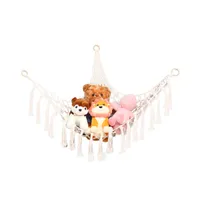 Macrame Boho для хранения игрушек вязаная хлопковая веревка угловой фаршированный фаршированный животный гамак -держатель для детской игры для детской комнаты детская спальня