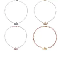 2022 Luxur Designer Kort pärla Rhinestone bana halsband Cleavicle Chain Chain Baroque Pearl Choker Halsband för kvinnor smycken gåva