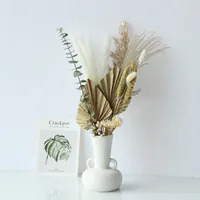 Pufan 잎 말린 팜파스 잔디 꽃 팜 식물 결혼식 배열 사진 소품 럭셔리 홈 센터 테이블 장식