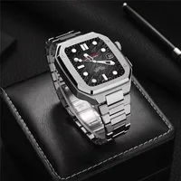 Apple Watch Serisi 8 7 6 5 4 Premium Paslanmaz Çelik AP Mod Kiti Zırh Koruyucu Kılıf Bant Strap Bilezik Kapağı Iwatch 41mm 45mm