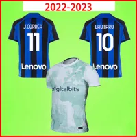 Inter 22 23 Lukaku Soccer Jersey Dzeko Lautaro 2022 2023 Brozovic Calhanoglu Alexis J.Correa Barella Milan Football Shirt Men Kid Kit Uniforms Away Third Home Green