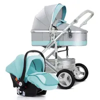 Kinderwagen# Baby Kinderwagen 2 in 1 und Autositz Set vier Räder Kinderwagen High Landscape Kinderwagen -Kutschenkorb Luxus Reisewagen#