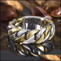 Группы кольца ювелирные изделия 2021 Модная цепочка моды Стиль звена Стиль Unsex Личность Sier Gold два тона S925 Кольцо пальца для мужчин Женщины бросают доставку m