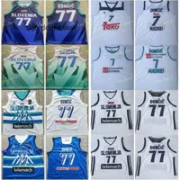 Newmens 2021 Hot Slovenia Luka Doncic #77 Basketball Jerseys Blue Unicersidad Europea #7 Madrid White Jersey Stitched Sitched Sithed S-XXL