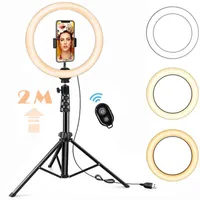 26cm Photographic Lighting Ring Light Selfie Sticks 200cm Tripods Selfie Bluetooth Tabletop Shooting Novelty Lighting W220414