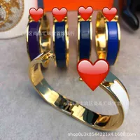 2022 Letter h Enamel Bracelet Female Couple Wide and Narrow Buckle Brass 18k Rose Gold Tide Net Red Same Style
