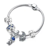 s925 Luxury Sterling Silver Bracelets Set DIY Ladies Gift Beaded Charm Astronaut Star Moon Series Fashion Jewelry Suitable for Original Pandora Pendant 16-21CM
