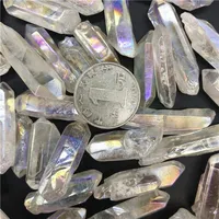 6pc التيتانيوم الأبيض Aura Lemurian Seed Quartz Crystal Stones Point Decoration Quartz Crystals273U