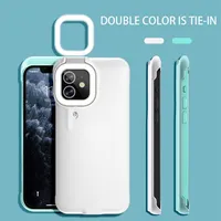 Light Up Cellphone Cases for iPhone 12 Pro Max Cover LED Flashlight Makeup Selfie Ring Beauty Case240L