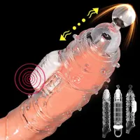 Extensions du pénis Prétromage Manche à élargissement masculin Délassement Vibrateur Clitoir Masseur