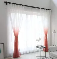 Modern gradient cor janela tulle cortina para sala de estar quarto organza voile cortinas decoração hotel azul pura cortinas