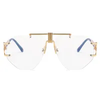 Gold Rimless Glasses Women Brand Clear Lens 2019 Oversized Eyeglasses Frame Men Retro Metal Clear Lens Sunglasses NX192B