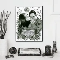 Картины Addams Семейная цитата Art Print Black White Vintage Poster Morticia Gomez Тату
