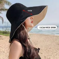 Wide Brim Hats 15cm Oversized Sun Hat Women Summer Foldable Girls Beach Casual Bucket Ladies Sunscreen Sunhat WholesaleWide Wend22