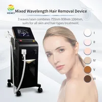 2022 Eliminar el cabello del cabello de tres onda 755 808 1064 nm Máquina láser de depilación diodo