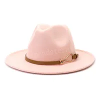Fedora Hat Женщины Широкие Breim Розовые Мужские Зимние Шляпы Шерстяные Осень Панама Chapeau Femme