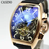 Wristwatches CASENO Mens Watches Automatic Mechanical Men Leather Watchd Classic Sport Male Clocks Relogio Masculino
