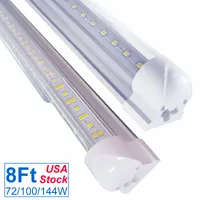 V-shaped 2ft 4ft 6ft 8ft refrigerador porta LED Tubes T8 Integrado 144W 6 linha luzes de luminária estoque nos EUA Linkable único plástico luzes brilhantes para loja de porões Oêmulo