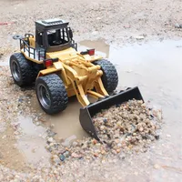 RC Truck Alloy Shovel 6CH 4WD Wheel Loader Metal Remote Control Bulldozer Construction Vehicles For Kids Hobby Toys Gifts MX200414232w
