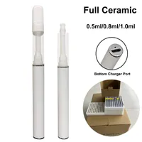 Tam seramik tek kullanımlık vape kalem sigara sigara 350mAh şarj edilebilir pil 0.5ml 0.8ml 1.0ml Basılı çırpılmış çıtçıt Cam