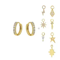Hoop Huggie Gold Silver Earrings para mulheres meninas CZ Zircão Diferentes tipos de breol círculo de estrela Jóias de joias