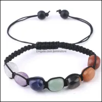 Beaded Strands Bracelets Jewelry Wholesale Oval Beads Hand Woven Seven Stones Natural Stone Chakra Adjustable Bracelet Drop Delivery 2021 4