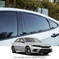 6PCS PVC Car Window Center Pillar Sticker Trim Anti-Scratch Film For Honda CIVIC 2012-Present Auto External Accessories