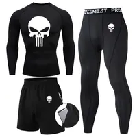 Compressão MMA Rashguard Men S Jiu Jitsu Camiseta Calça Muay Thai Shorts Rash Guard Skull Gym Men BJJ Boxing 3pcs Sets Clothing 220616