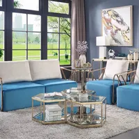 Muebles de sala de estar moderna diseño de acero inoxidable de acero inoxidable mesa de café de mármol de mármol dorado para la mesa central del centro caliente