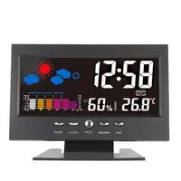 Digital Thermometer Hygrometer weather station Alarm Clock temperature gauge Colorful LCD Calendar Vioce-activated Ba284J