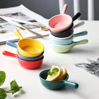 Dishes & Plates Creative Mini Ceramic Small Dish With Handle Drinking Material Japanese Tableware Seasoning Soy Sauce