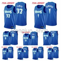 2021-22 75th Anniversary Printed Mens Basketball Karl-Anthony Towns Anthony Edwards DAngelo Russell Reid Beasley Beverley Jerseys270c