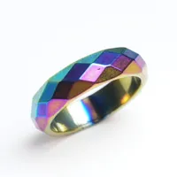 Wholesale Faceted Hematite Rings Rainbow Magnetic Us Size 6 7 8 9 10 11 12