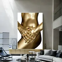 Resimler Nordic lüks altın boya kadın vücut poster ve yazdırıyor güzel bel bacakları tuval boyama oturma odası ev dekor duvar sanat resimleri