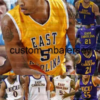 Anpassad East Carolina ECU Basketballtröja Jayden Gardner Newton Seth Leday Brandon Suggs J.J. Miles Blue Edwards